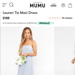 NWT Show me your mumu Lauren tie maxi steel blue chiffon